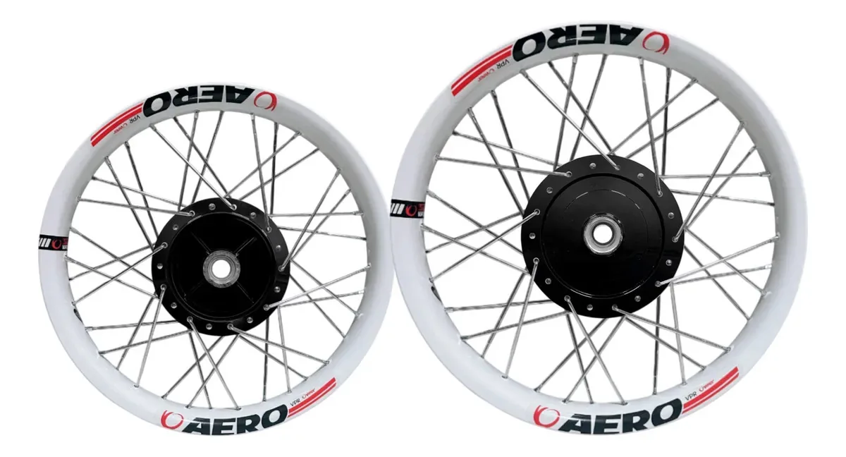 Par De Rodas Aros Aero Branco Cubo Preto Biz 100 110i 125 Branco