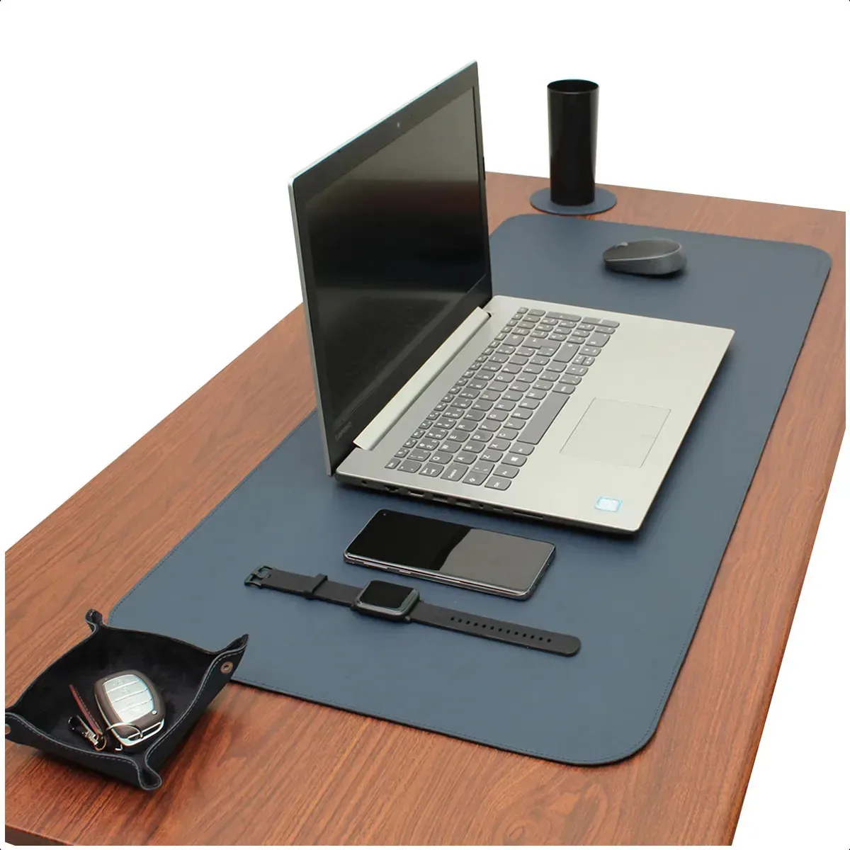Desk Pad Feroz Wf 90x50 Porta Copo, Porta Chaves E Azul Marinho 1