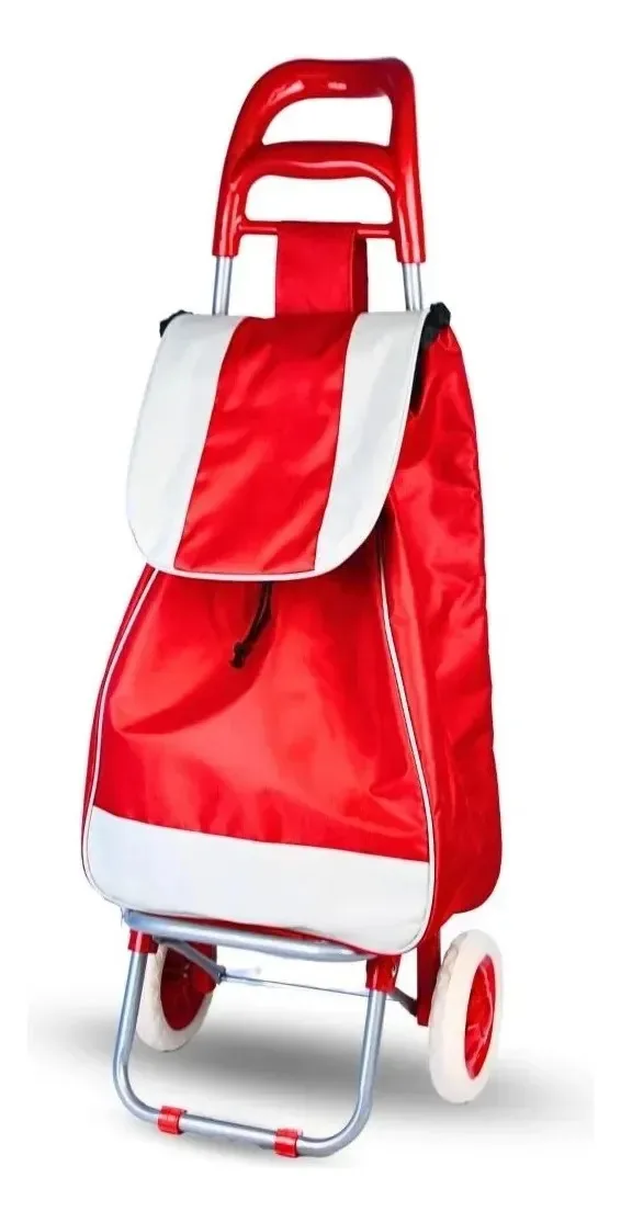 Carrinho de Feira Dobrável Wing, Suporta até 30kg, Vermelho