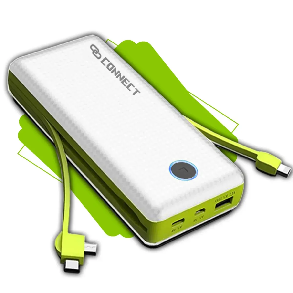 Power Bank 20.000mah Connect Carregador Rápido Com Display Portátil Universal Branco
