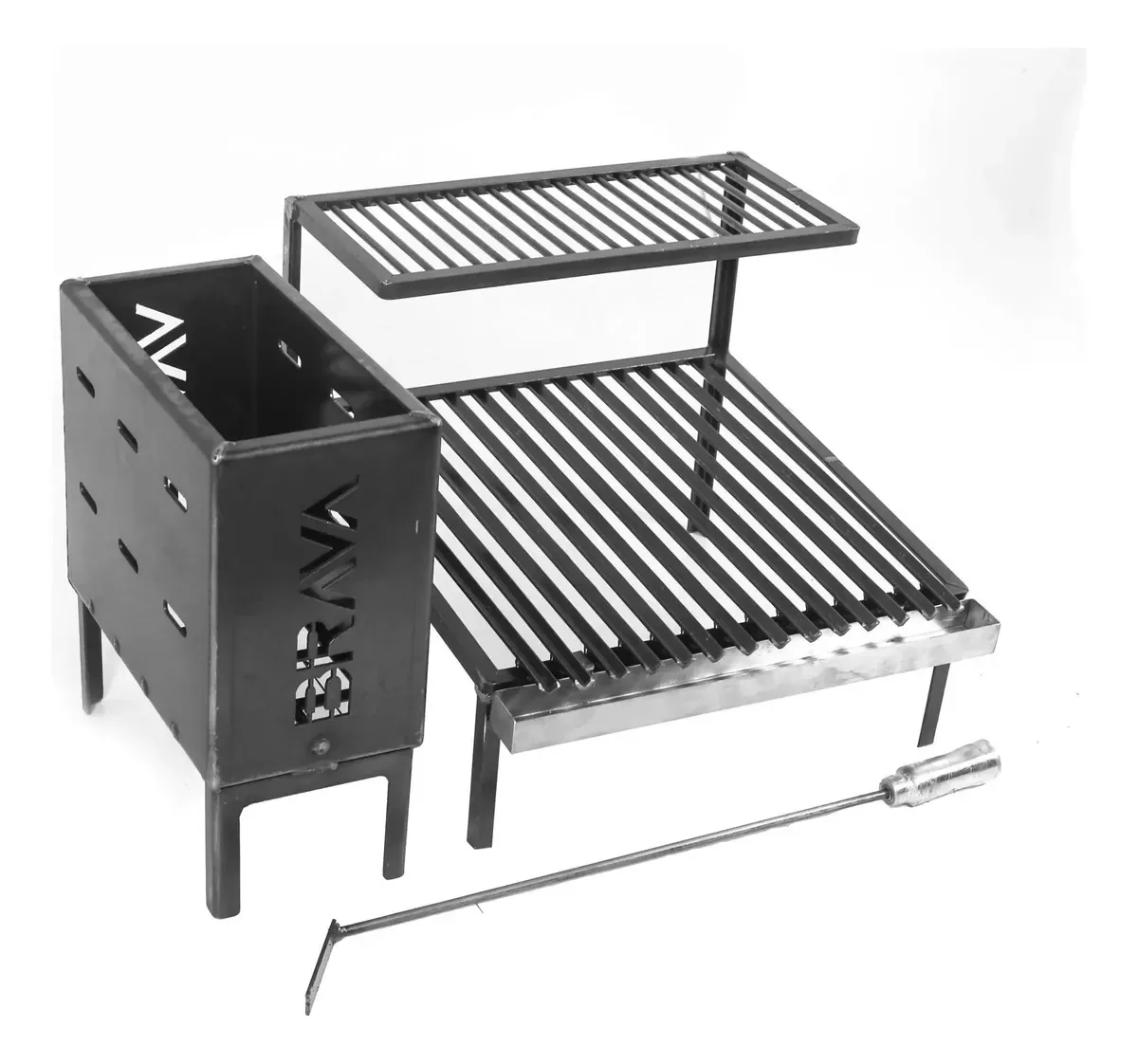 Kit Parrilla 66cm Grelha Argentina + Firebox P/ Alvenaria
