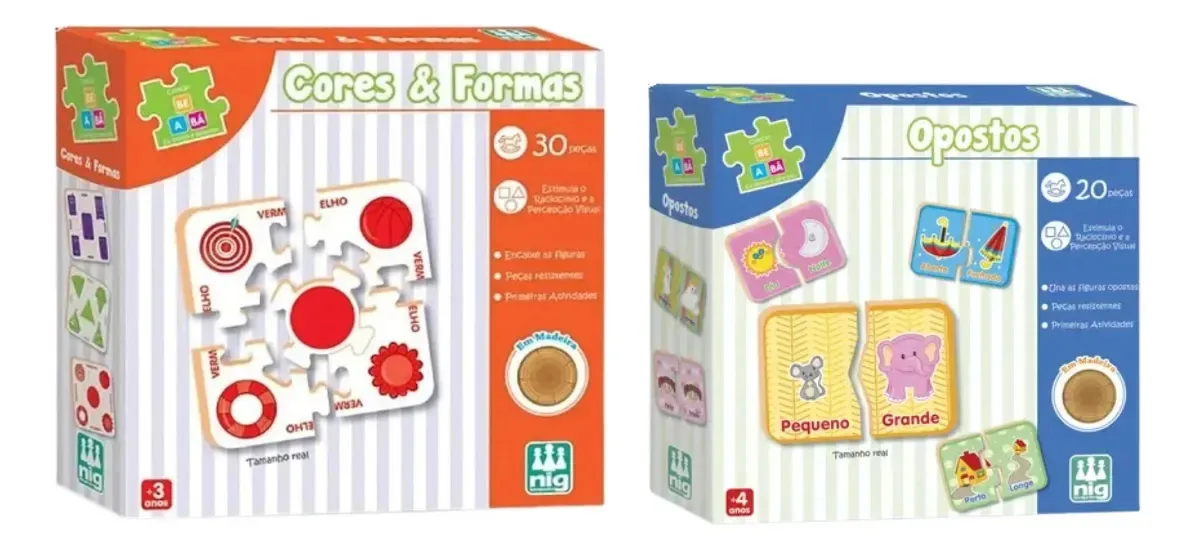 Kit Jogos Cores Formas E Opostos Madeira Nig Infantil Kids