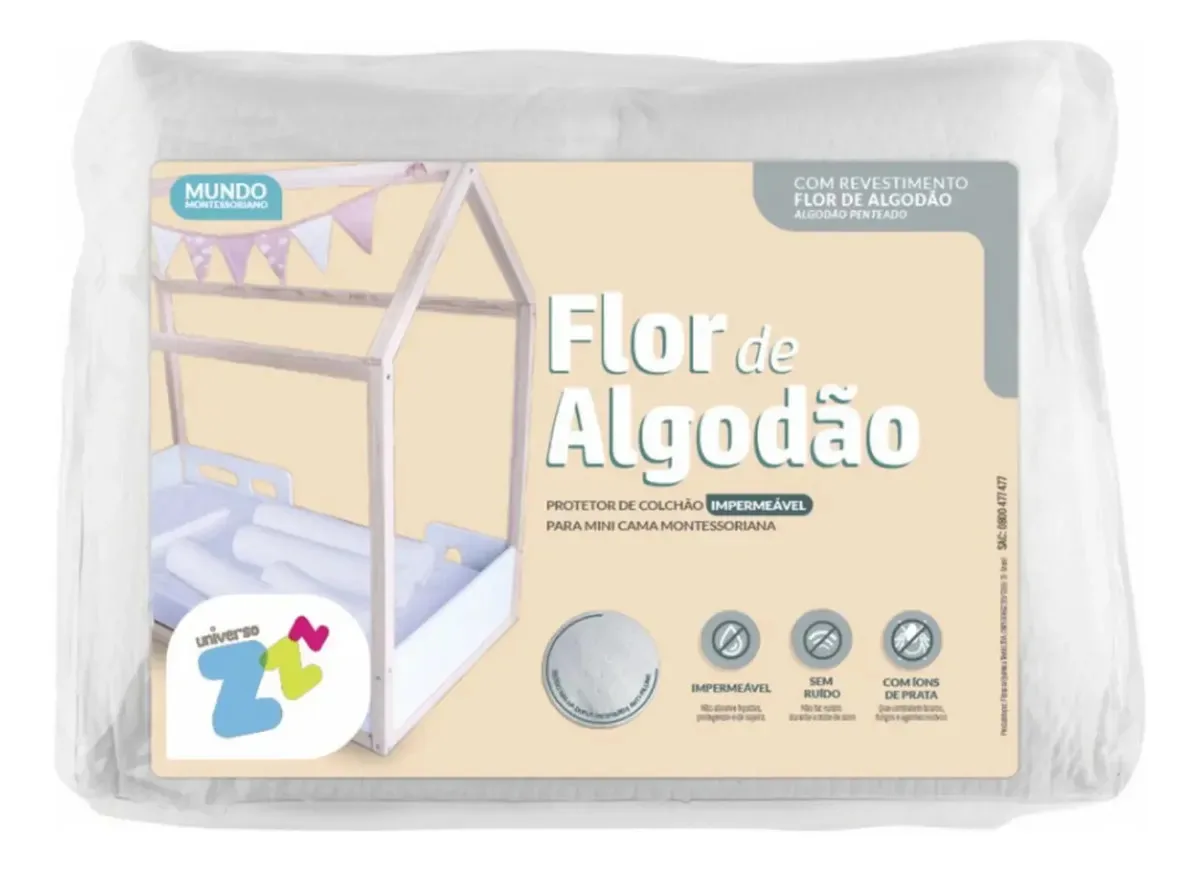 Protetor Para Colchão Flor De Algodão Branco Liso Berço