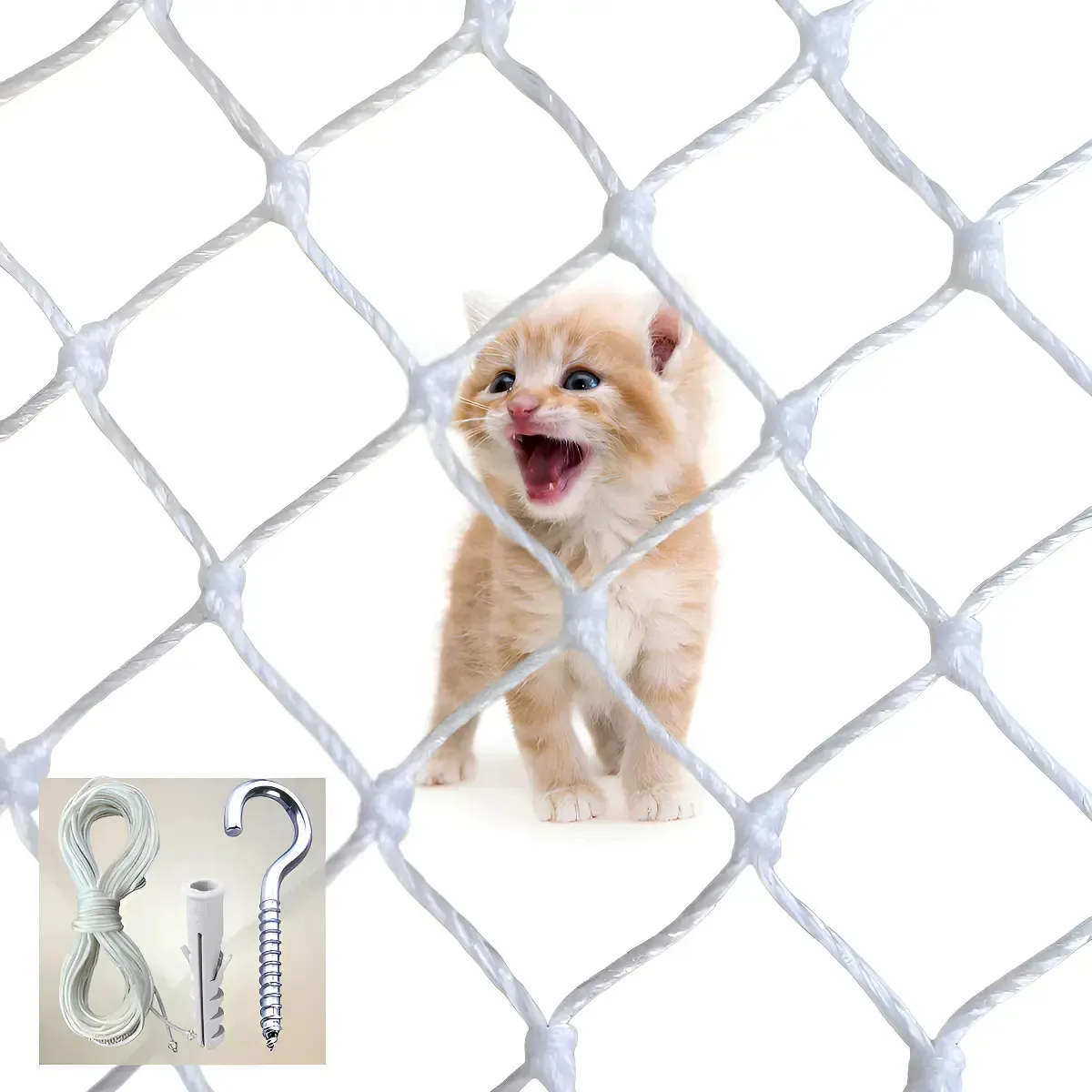 Rede Tela De Proteção Janelas Crianças Gatos 1,80x1,30 Kit Branco