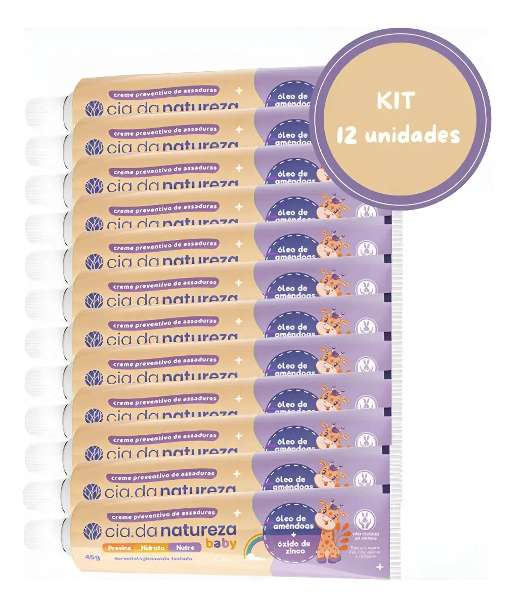 Kit C/12 Pomada Assadura Óleo Amêndoas Cia Da Natureza 45g
