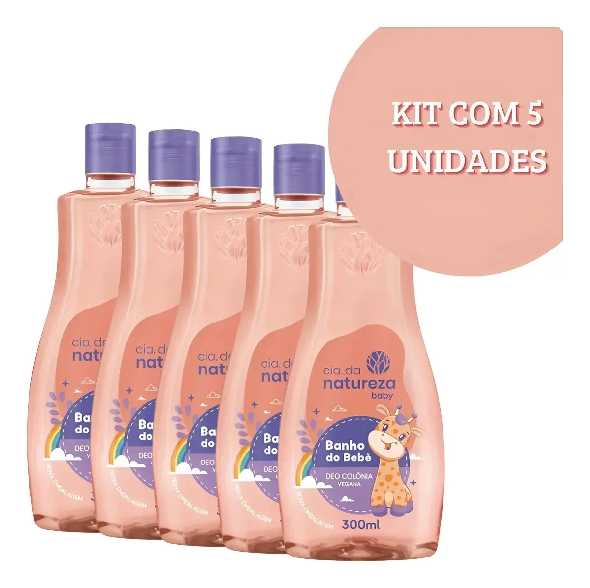 Kit C/5 Cia Da Natureza Baby-deo Colônia Banho Do Bebê 300ml