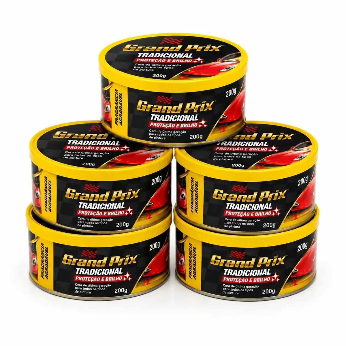 05 Ceras Automotiva Tradicional Grand Prix 200g Proteção e Brilho Fácil Aplicação Alto Rendimento para Carros e Motos