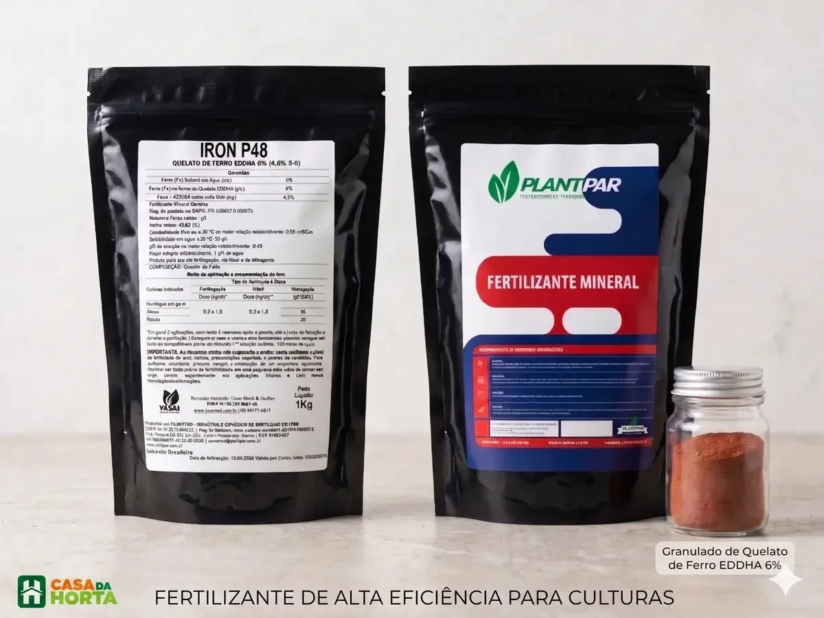 Ferro Eddha - Quelato De Ferro - Iron P48 - Fe Eddha 6% - 1 Kg - Hidroponia - Casa Da Horta