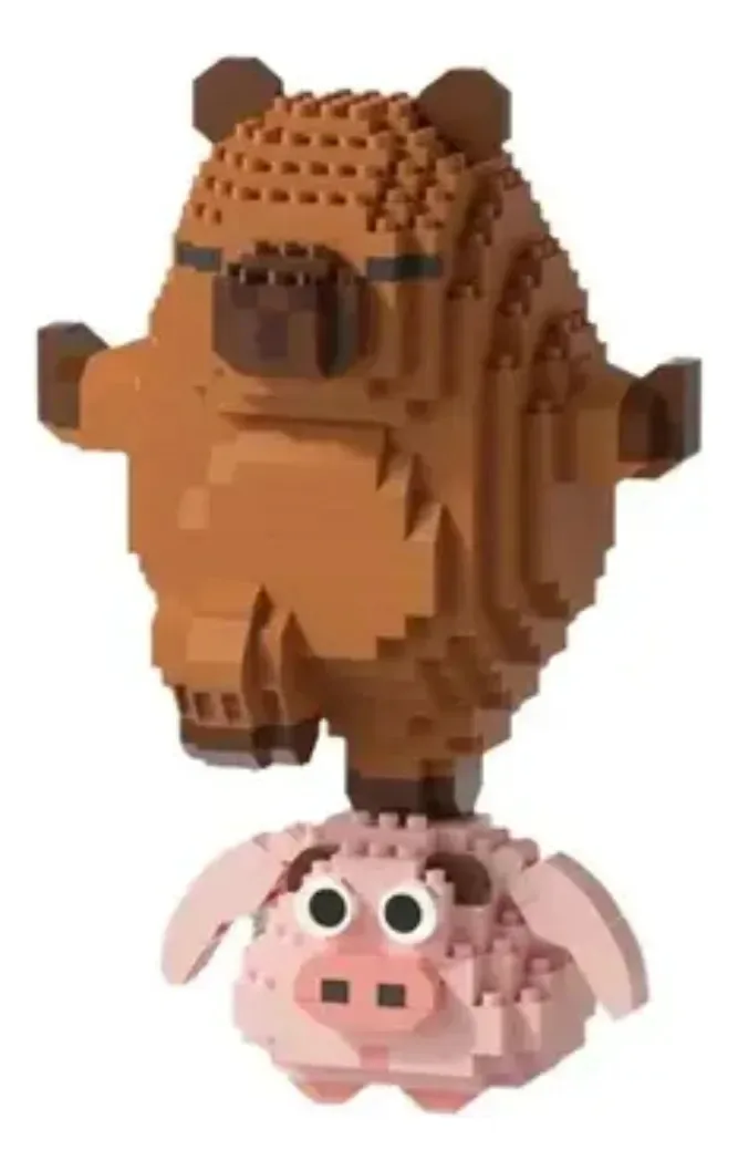 Brinquedo Educativo Blocos De Montar - Capivara E Porquinho