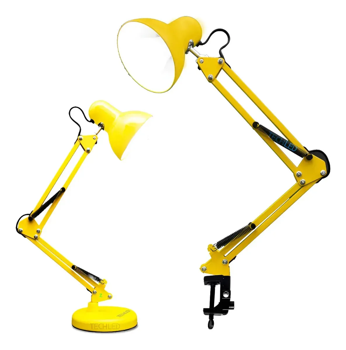 Abajur Luminaria De Mesa Techled Articulavel Luminaria Mesa Estrutura Amarelo