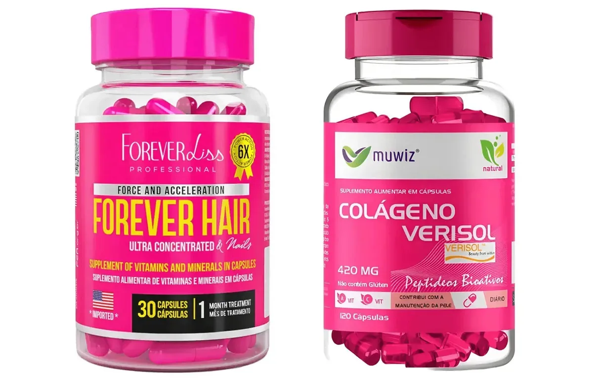 Forever Hair Tratamento Capilar Forever Liss + Colágeno Verisol 120 Cápsulas Muwiz - Beleza