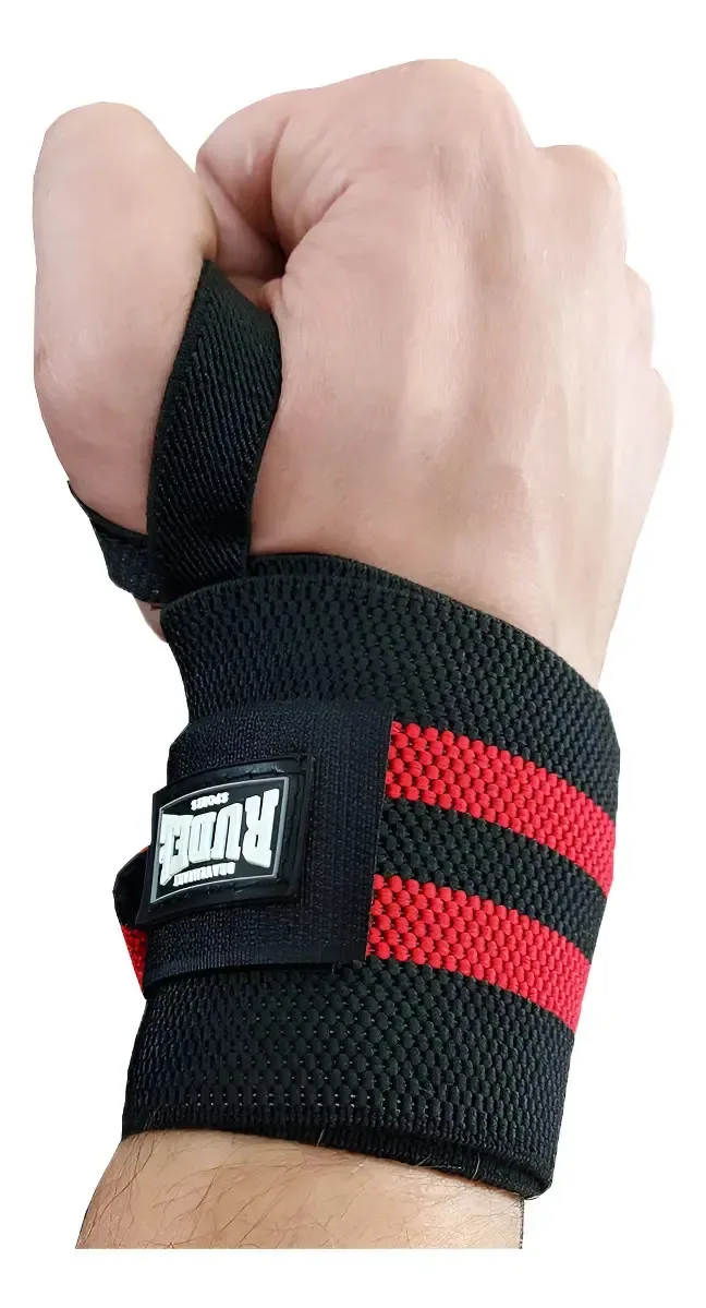 Munhequeira Elastica Rudel-t35 Cor Preta C/ Vermelho