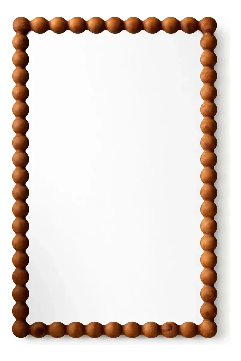 Espelho 4mm Moldura Madeira Maciça Bolinhas 80x110 Peroba (tom Madeira)