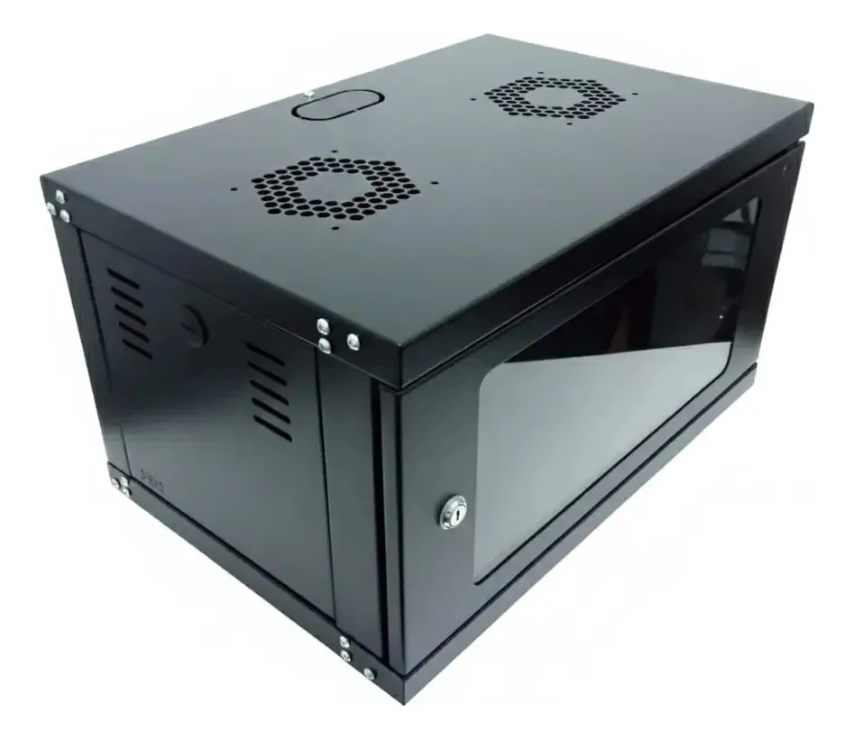 Rack 5u 370mm Preto Para Fixação Em Parede Preto