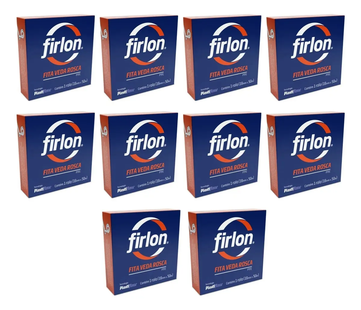Fita de Vedação PTFE Kaztec: Kit com 10 Rolos Brancos de 1.2 cm x 5 m