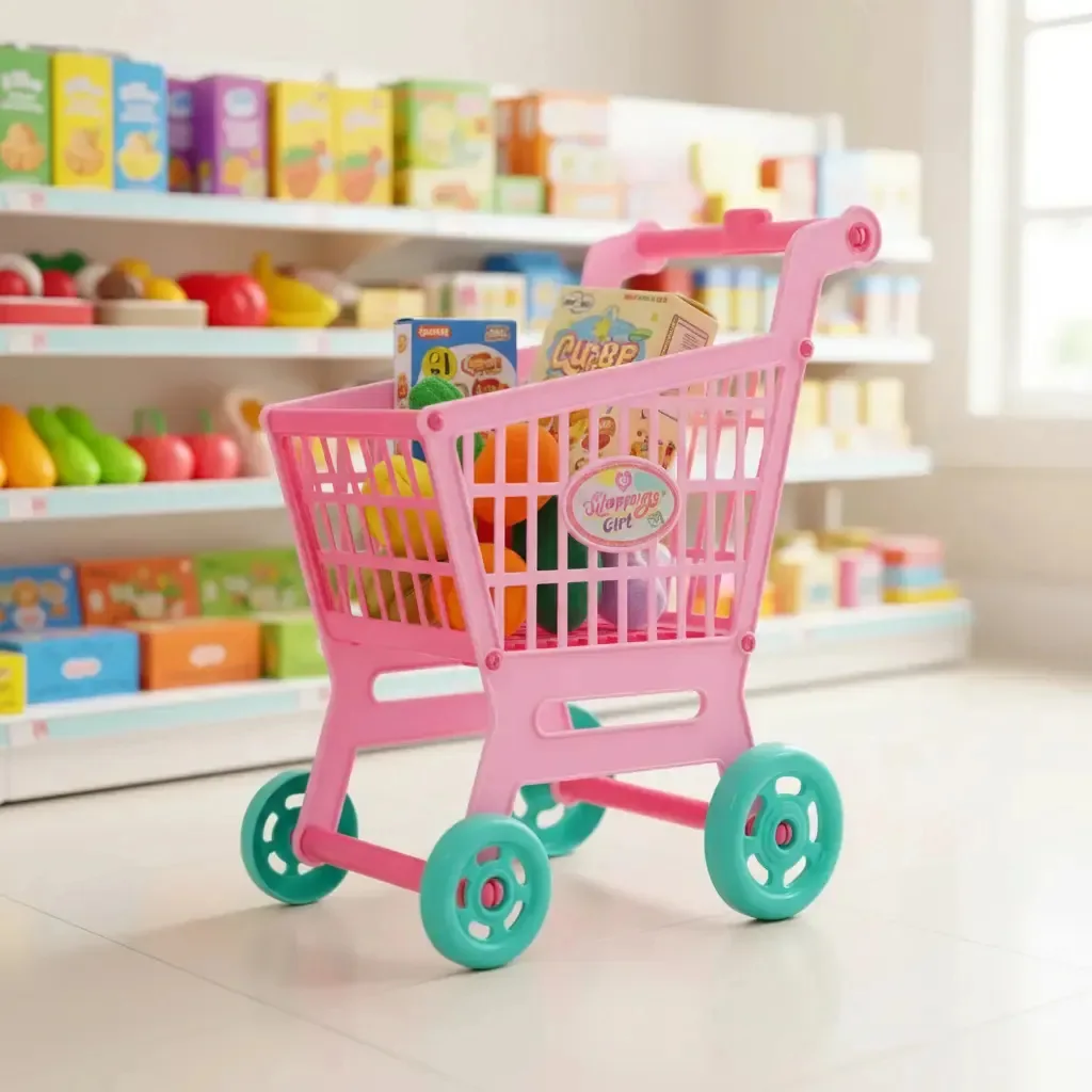 Carrinhos Supermercado Brinquedo Rosa Compras Casinha Menina Rosa