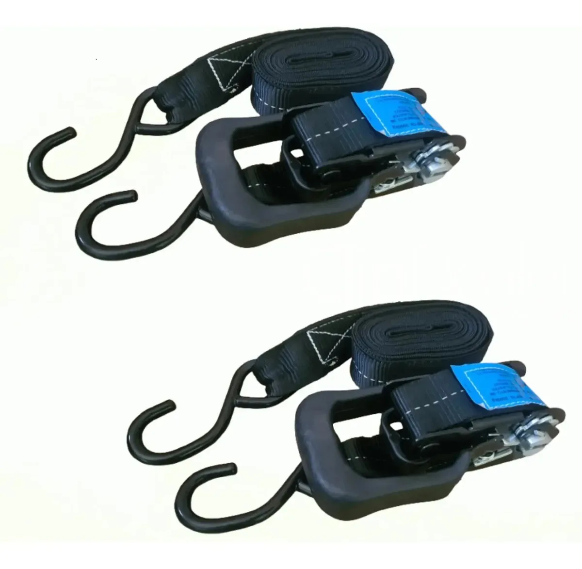 Kit 2 Cintas + Catraca 1,5ton - 3mts - 35mm Caminhon/picape Preto