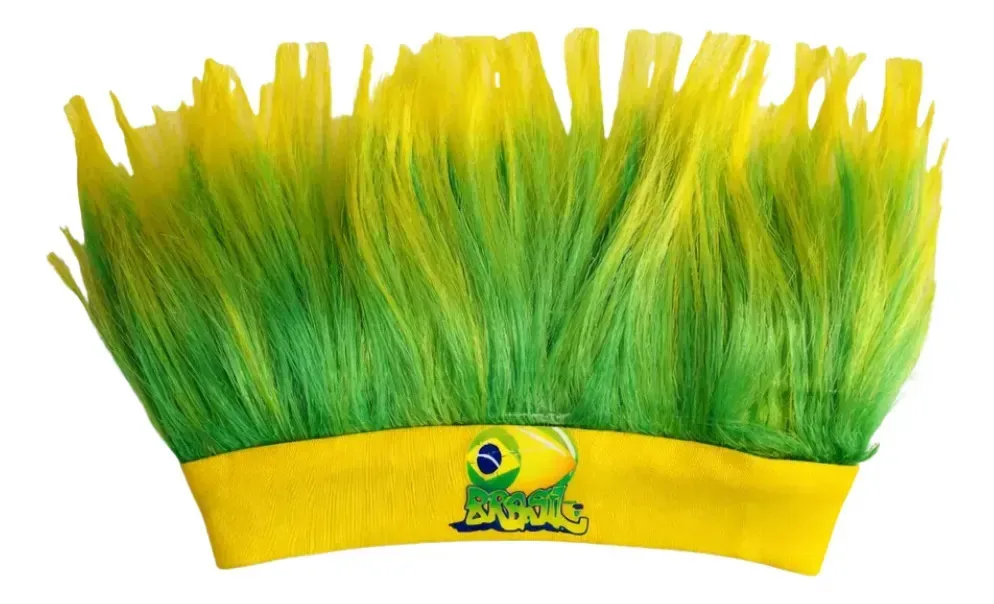 Peruca Cabelo Maluco Brasil Verde Amarelo Copa Torcedor Amarelo