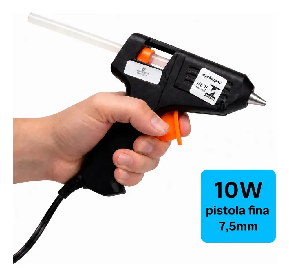 Pistola Cola Quente Bastao fino Refil 7,5mm Pequena