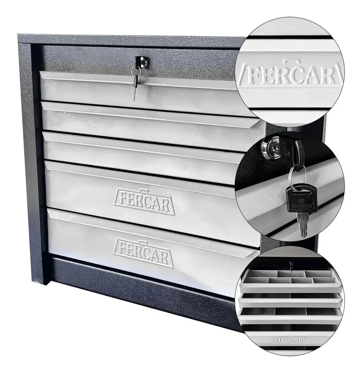Gaveteiro Para Ferramentas Com 5 Gavetas Preto da Fercar