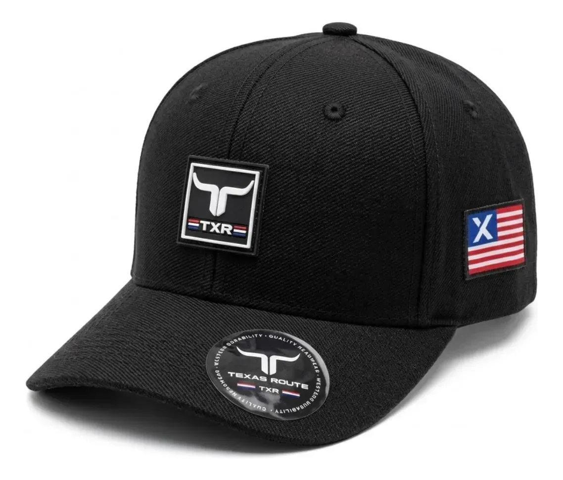 Boné Country Agro Texas Route Aba Curva Bandeira Eua Branco Preto Un Cowboy