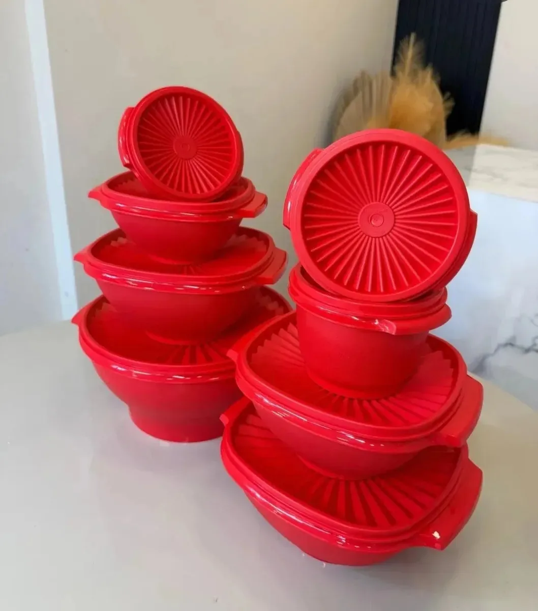 Kit Tupperware Tigelas Sensação Liso Vermelho 7 Unidades