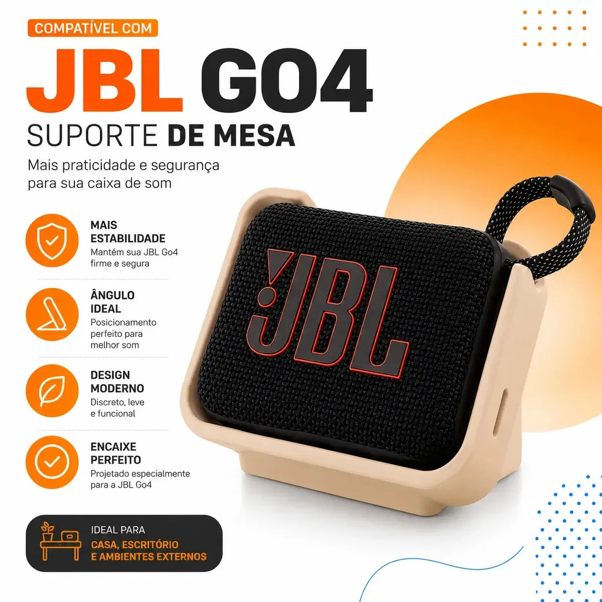 Suporte De Mesa Compatível Caixa De Som Jbl Go4 Bege