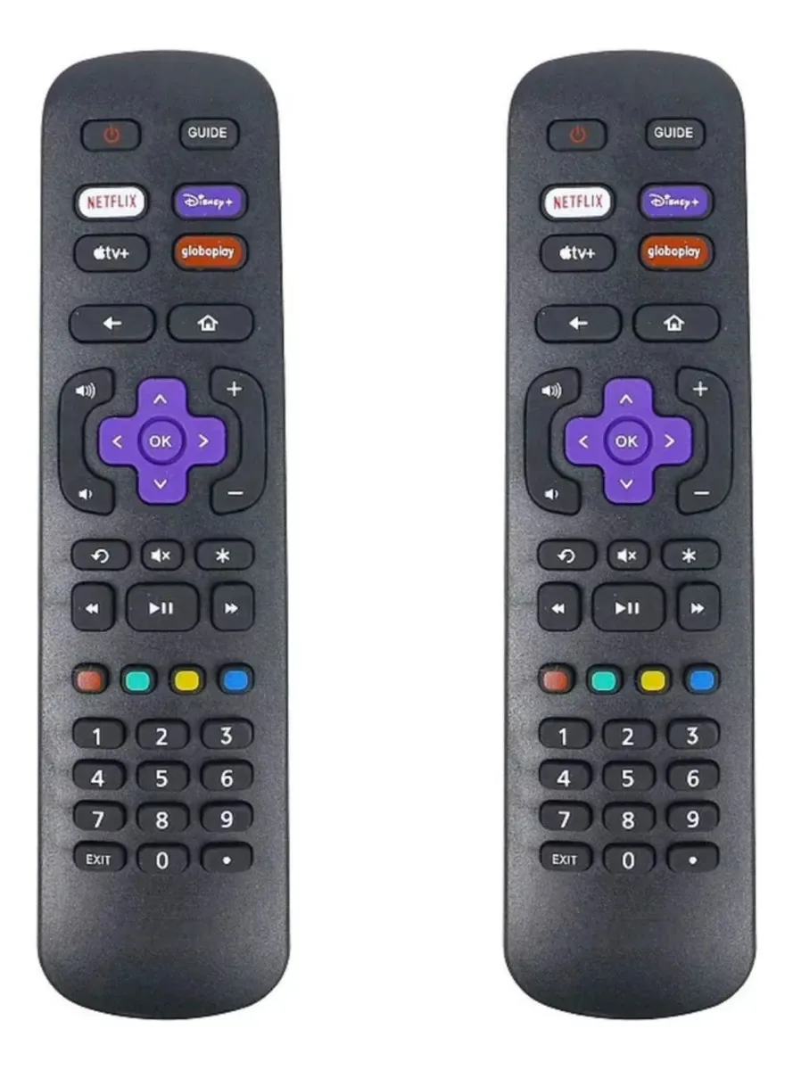 Kit 2 Controles Remoto para Smart TV Philco e AOC Roku – Preto