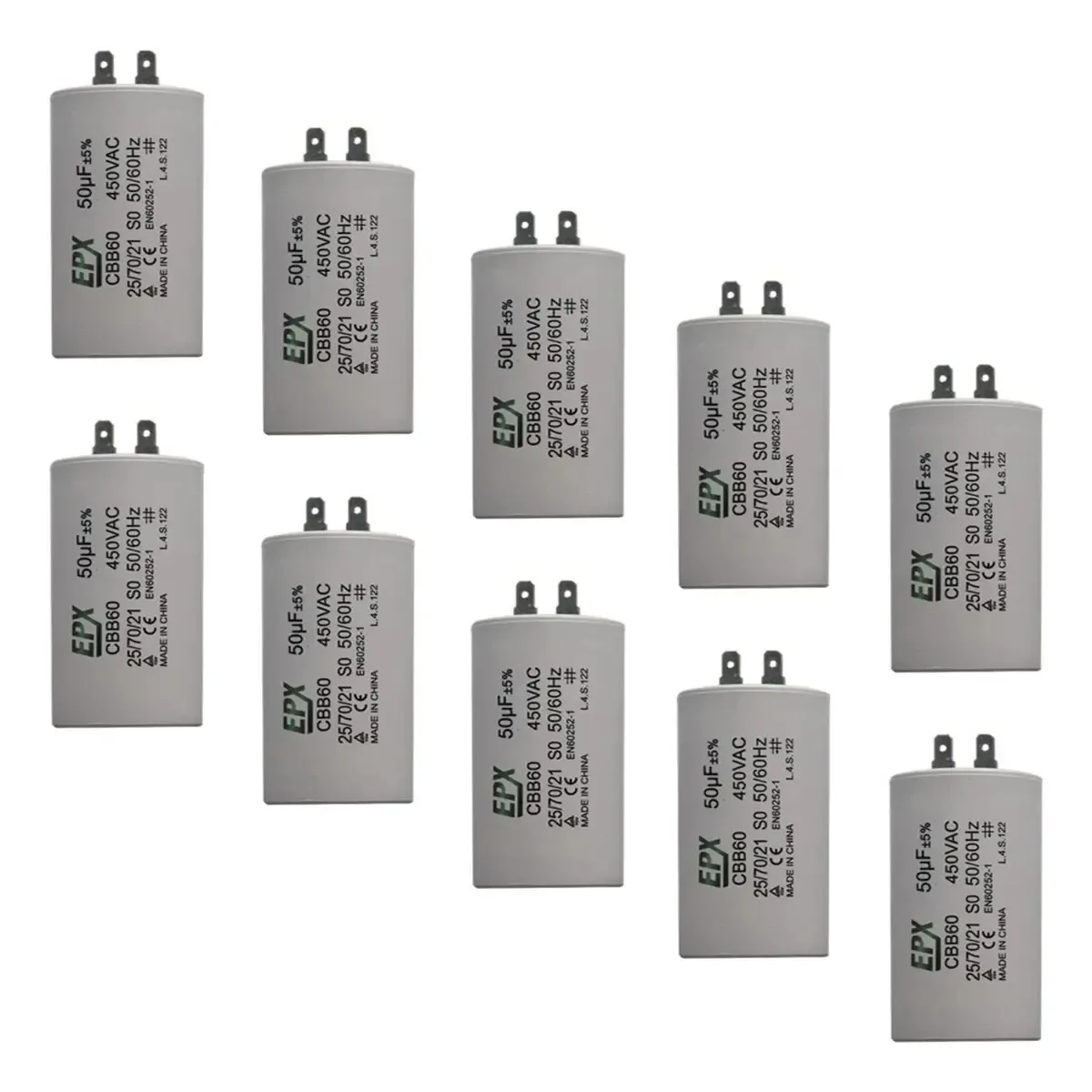 Kit 10 Capacitores Permanentes 50uf 450v Terminal Cbb60 Epx