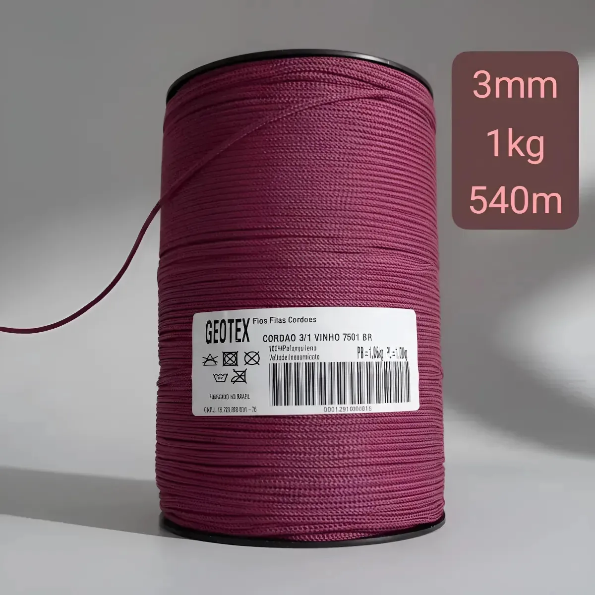 Fio Náutico Vinho 3mm 540 Metros 01 Quilo Vinho