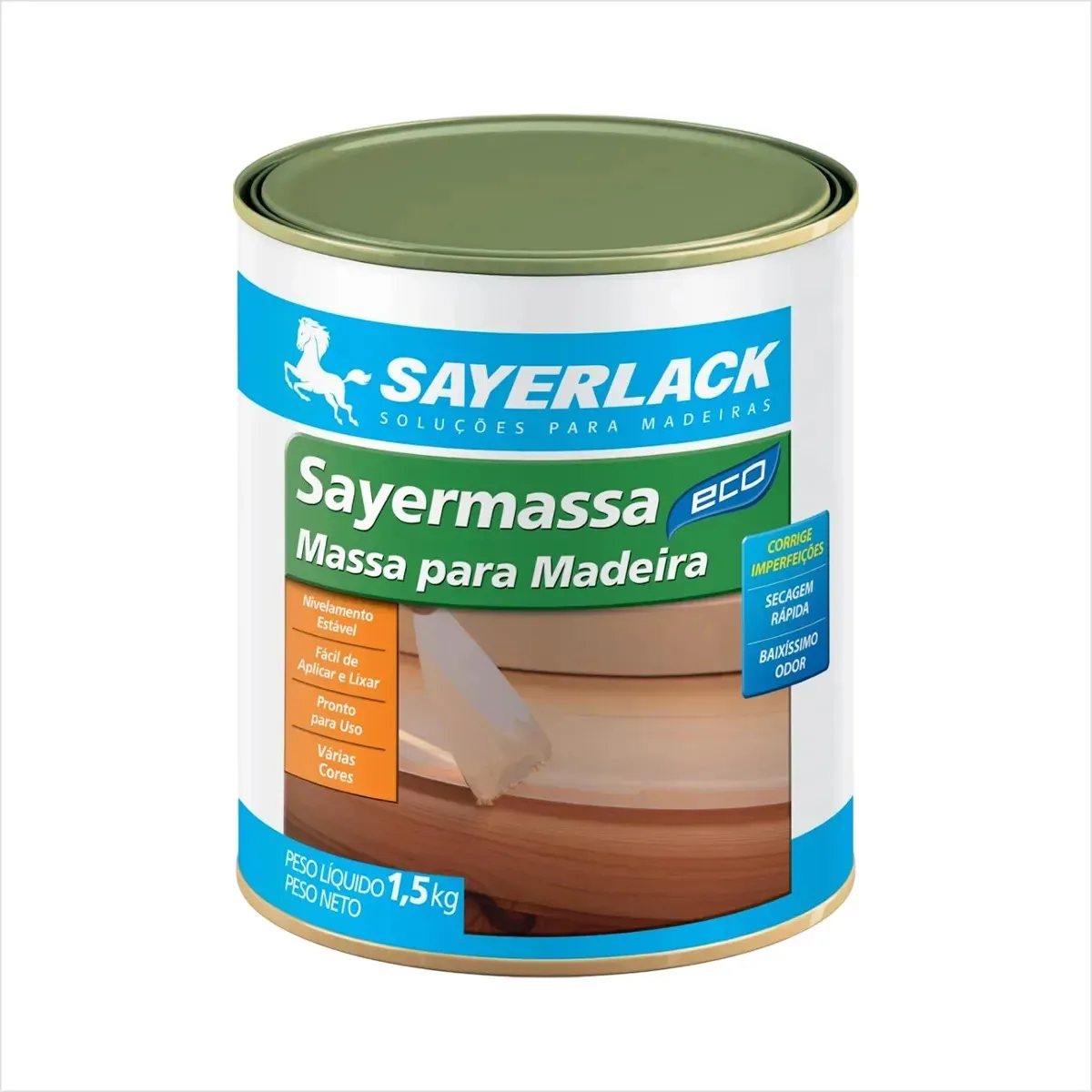 Massa Para Madeiras Base Agua Corrige Falhas 1,5kg Ipe Fosco