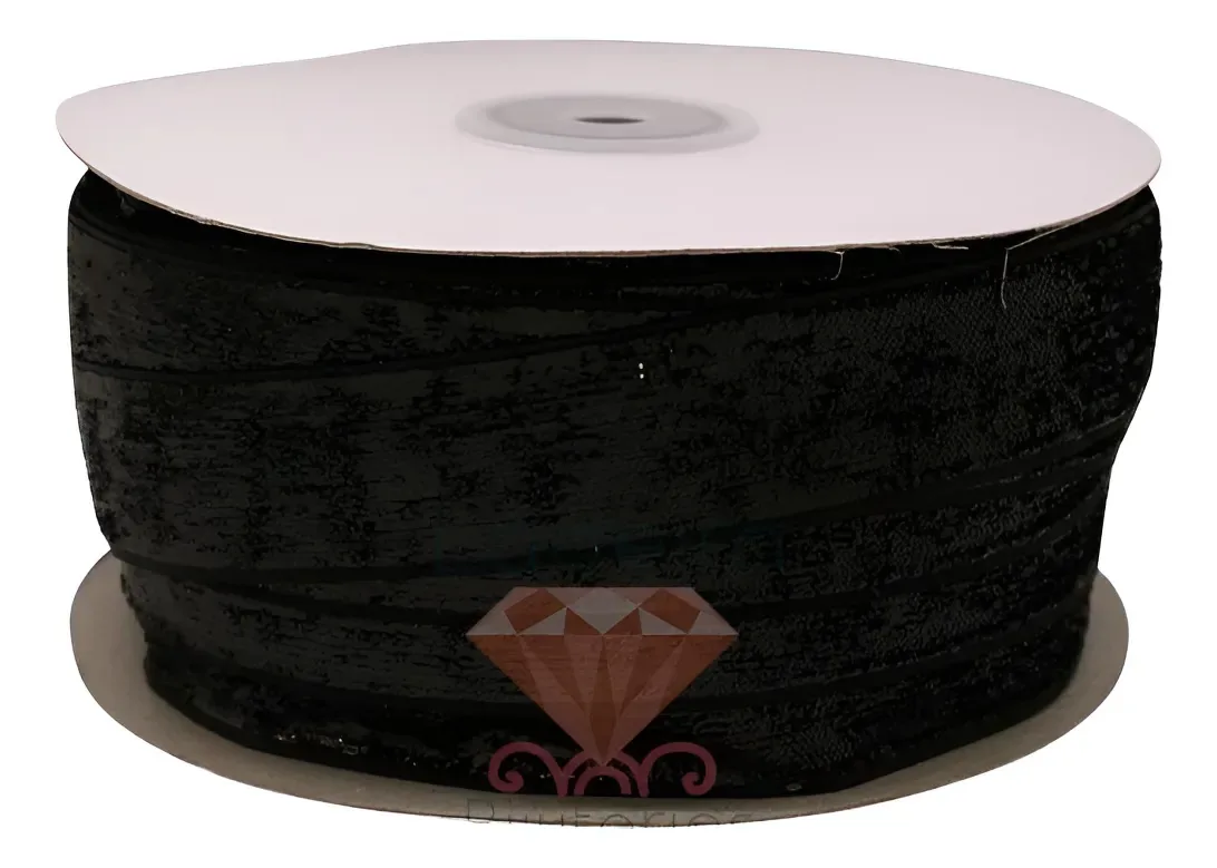 Fita Lurex Com Glitter 20mm Rolo Com 22 Metros - Armarinho Cor 018 - Preto 018