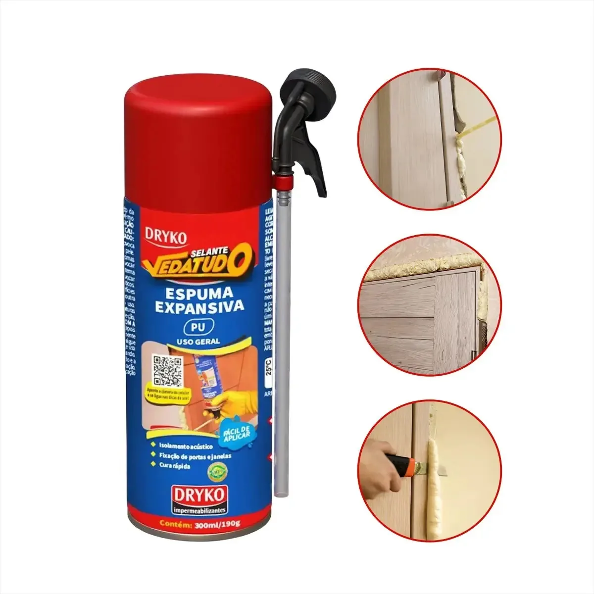 Espuma Expansiva Pu Vedatudo 300ml Preenche Isola E Fixa