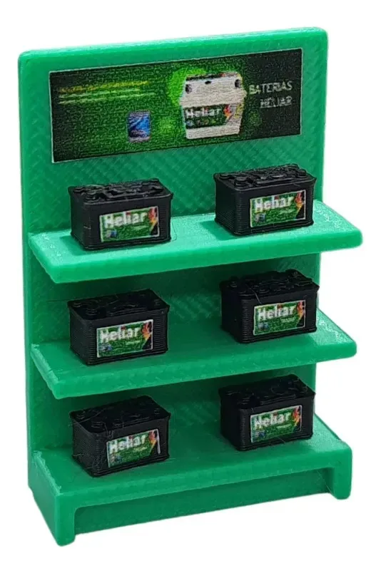 Expositor De Baterias Miniatura Diorama Escala 1:43 Heliar Verde