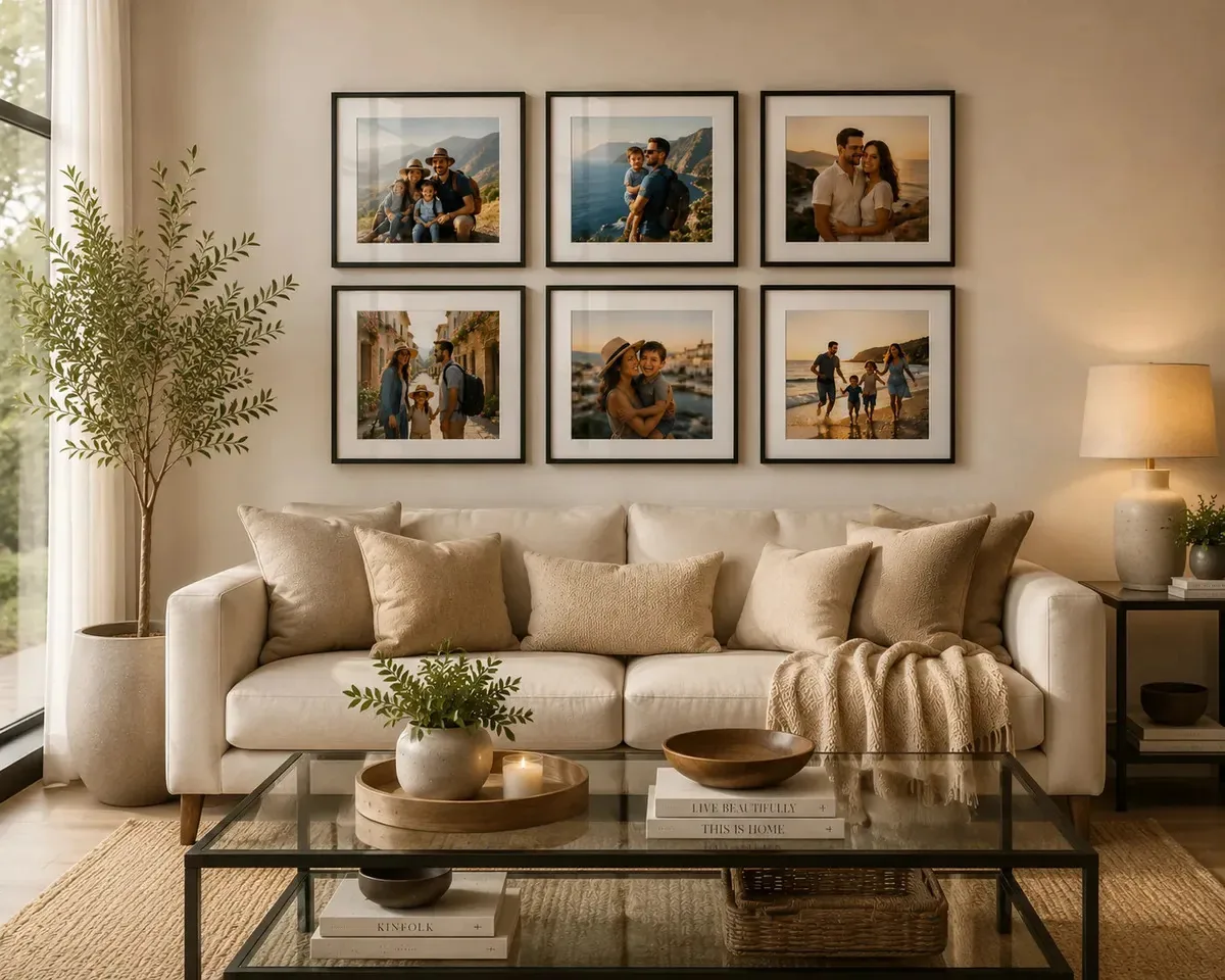 Kit De Quadros Paspatur 30x30cm Personalizado C/foto Premium 6 Quadros Com Vidro