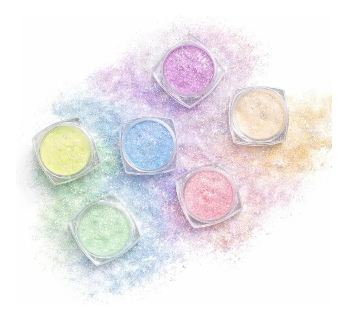 Glitters Açucar 6 Cores Pasteis Para Decoração E Unhas Gel Tons Pastéis