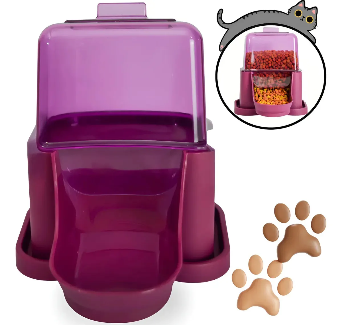 Comedouro Automático Ração Cães Gatos Pet Vinho Anti-formiga 0 Vinho