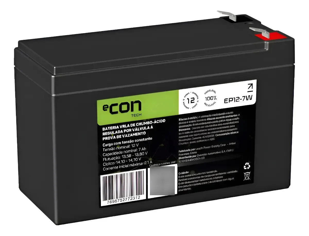 Bateria Nobreak Econ Vrla 12v 7ah Ep12-7w Solar