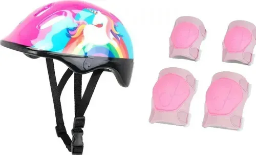Kit Proteção C/ Capacete Rosa Unicórnio Tamanho P Infantil