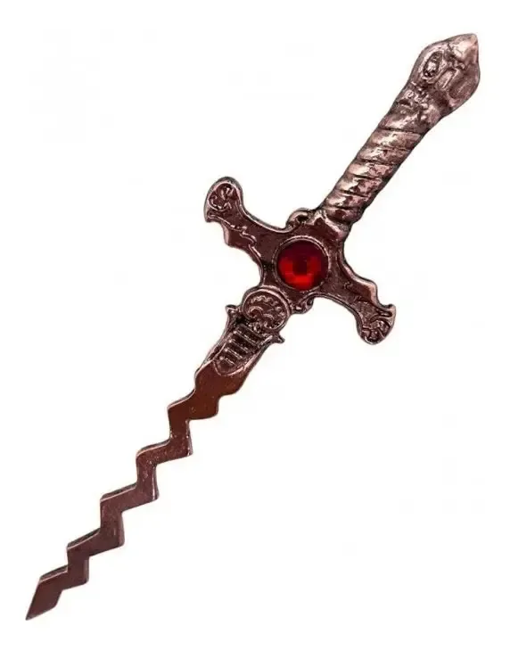 Adaga Em Metal Iansã Cobre Velho 16,5 Cm Pedra Vermelha
