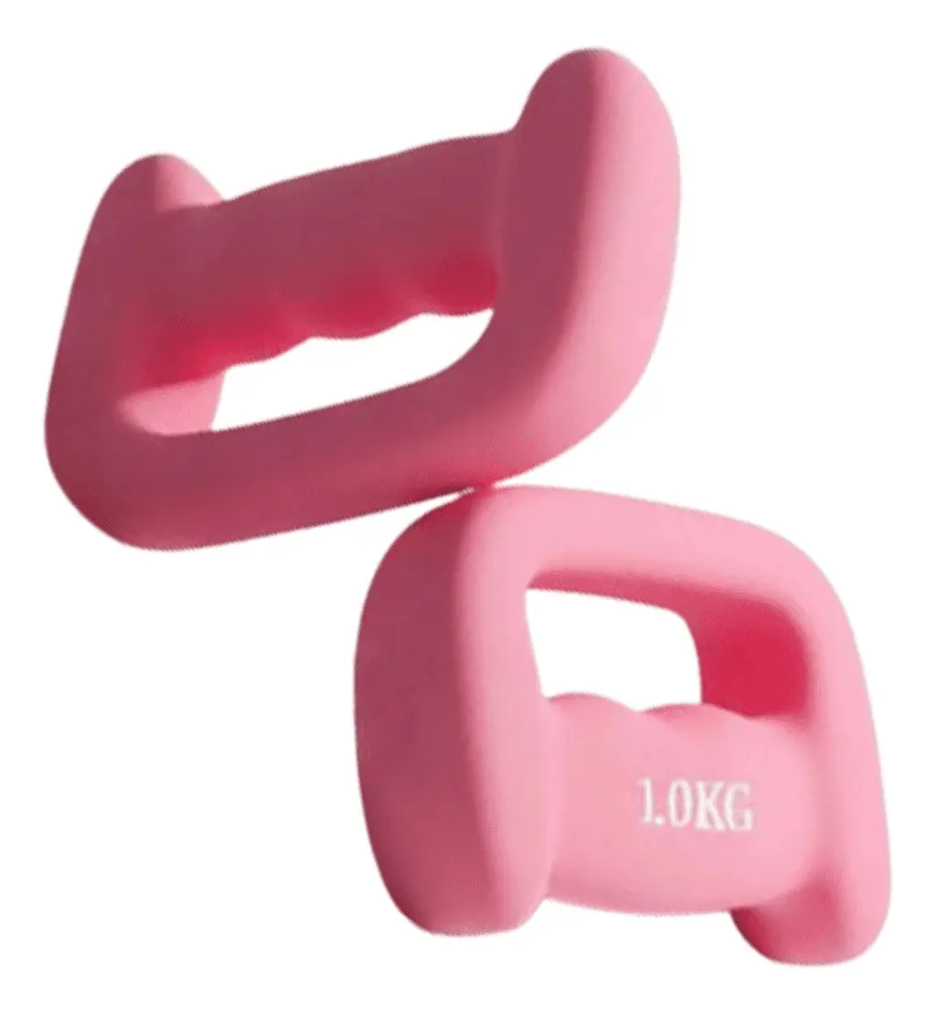 Boxing Dumbells 1kg Revestidos Musculacao Fitness Exercicio Rosa