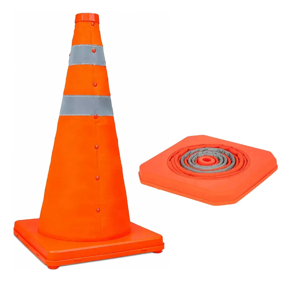 Cone Sinalização Segurança Balizador Refletivo Dobrável 50cm Laranja