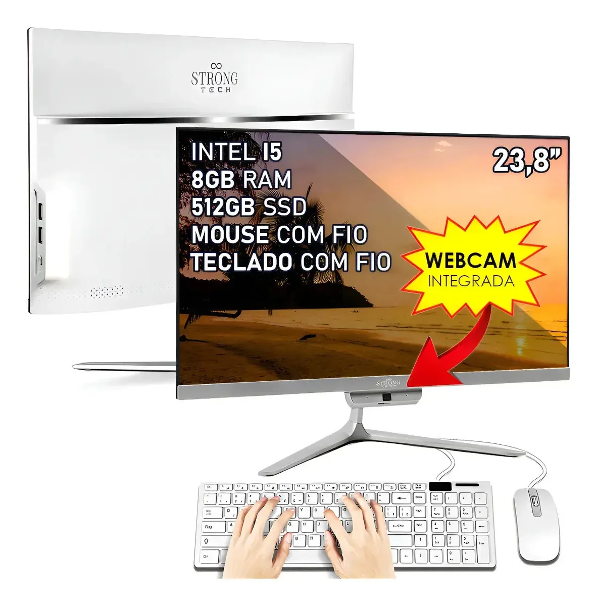 All In One Completo I5 8gb Ssd 512gb Tela 23,8 Strong Tech Cinza
