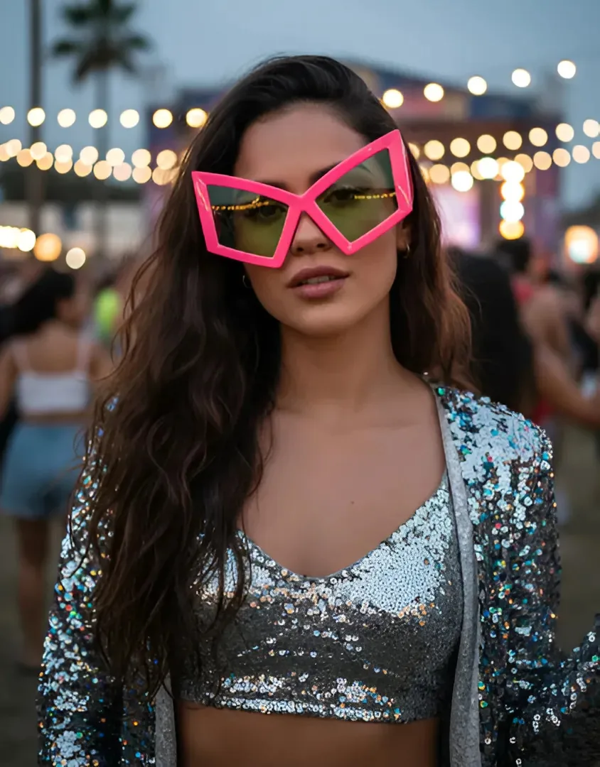 Oculos Gatinho Grande Pink Retrô Festa Carnaval Luxo Uv400 Pink Gatinho