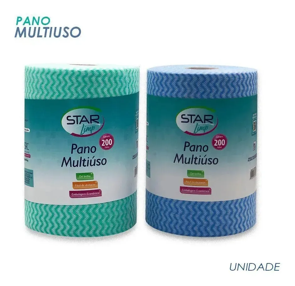 Panos Multiuso De Limpeza Com 200 Folhas - Cor Sortida