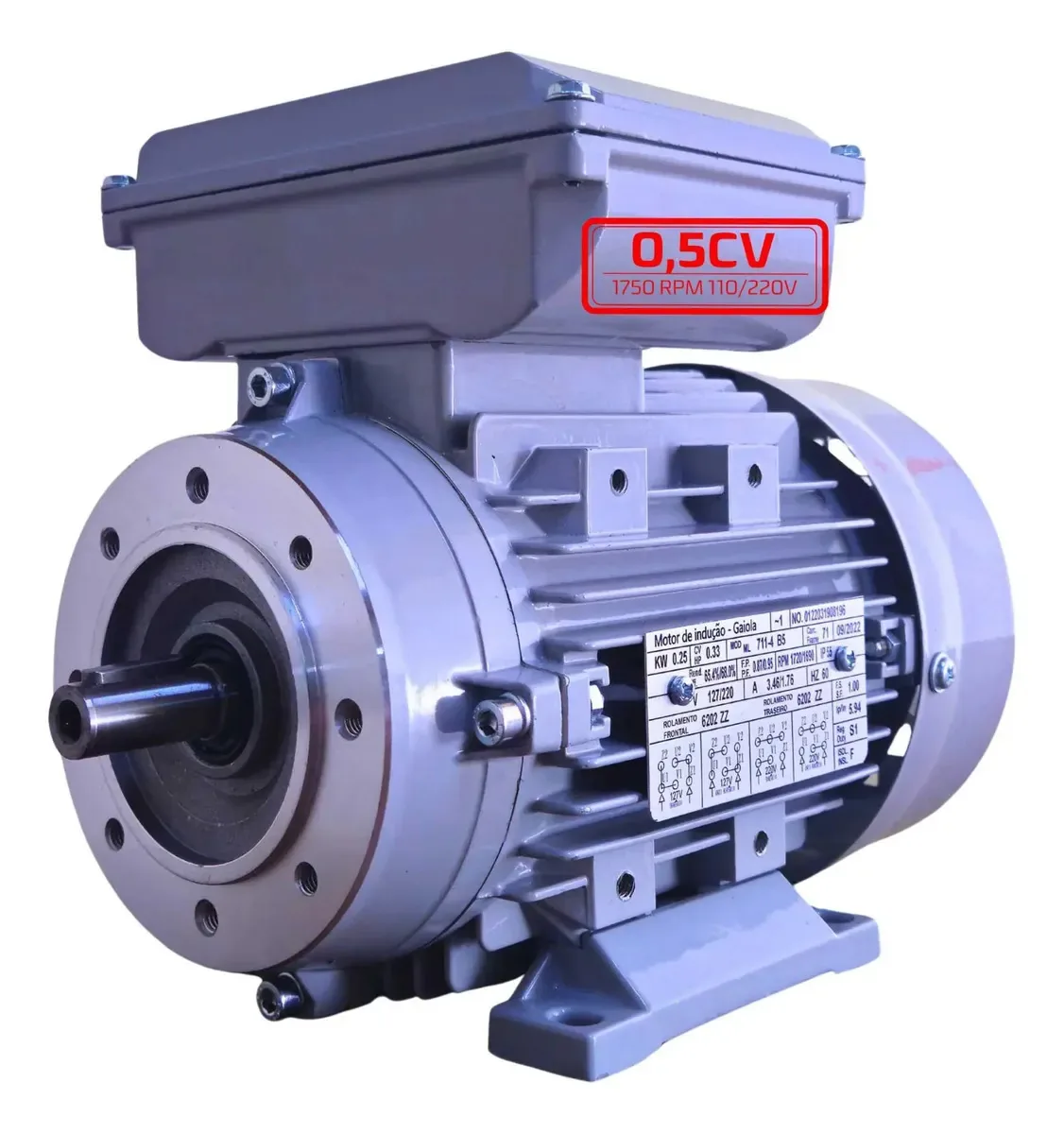 Motor Elétrico 0,5cv 4p 1750 Rpm Monofásico