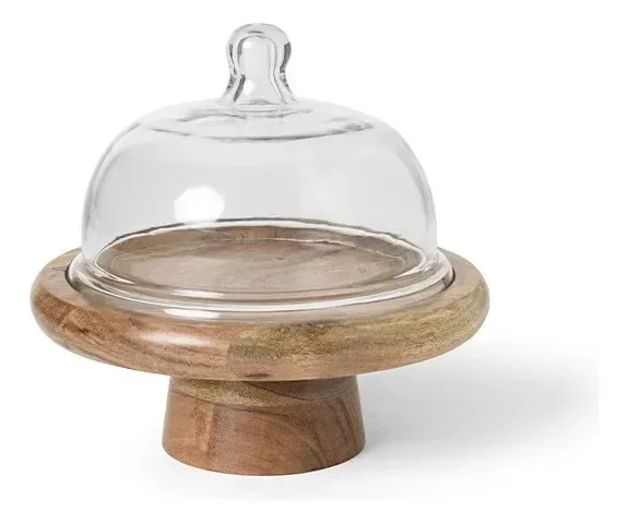 Boleira Copa E Cia Mangô 20cm Transparente / Madeira