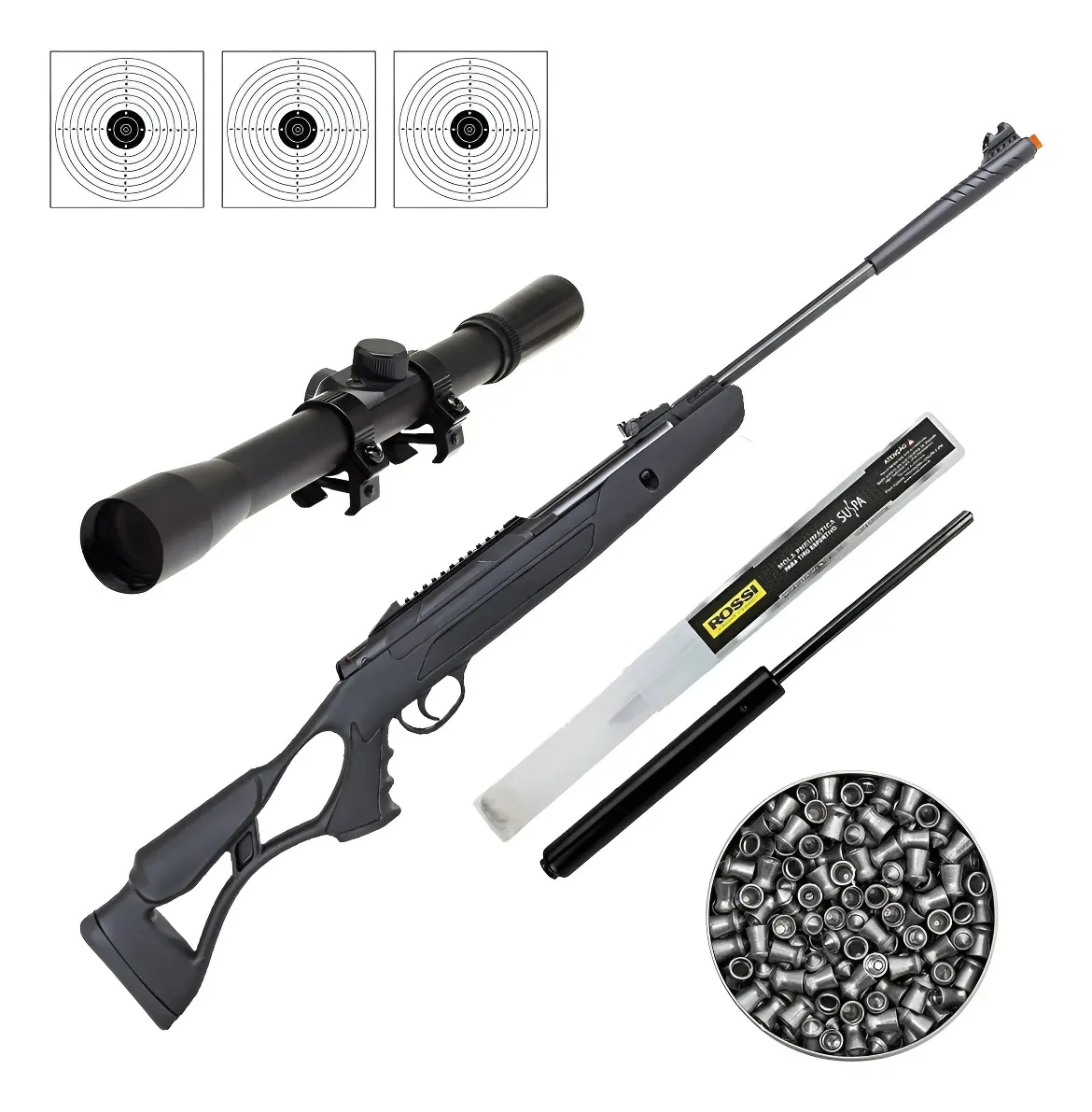 Carabina Pressão Hatsan Airtact 5.5m + Luneta + Chumbinho Preto 5.5 Mm