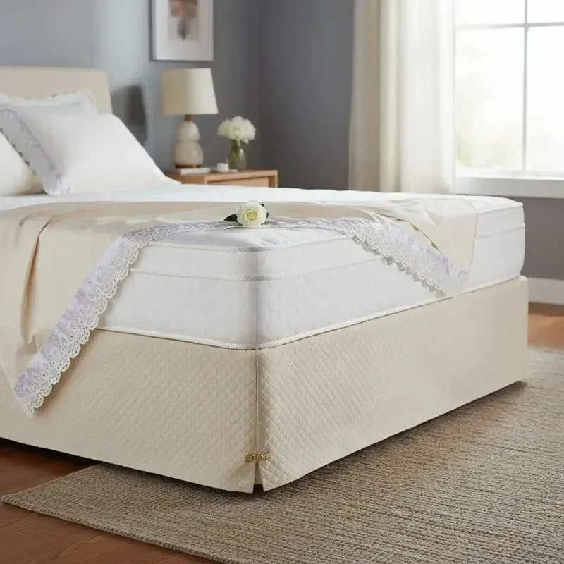 Saia Box Solteiro Creme Matelassado Serve Para Cama Baú