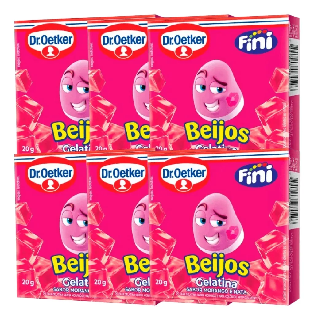 Kit 6 Gelatina Fini Beijos Dr. Oetker 20gr
